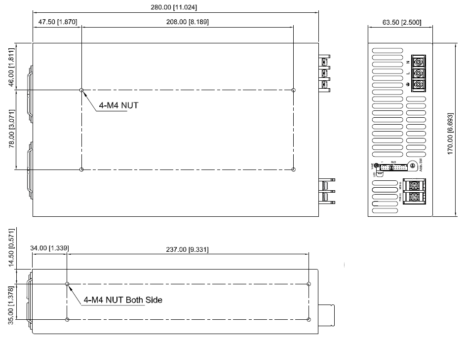 Cotek AEK 3000W LV Outline Dimensions
