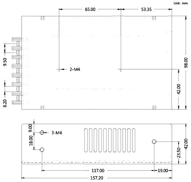 Cotek AK 75W, 100W, 150W Outline Dimensions