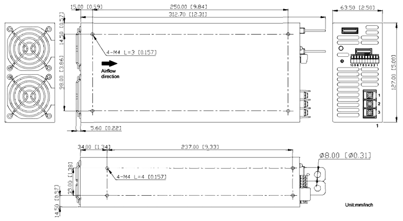 Cotek AK- 1500W Outline Dimensions