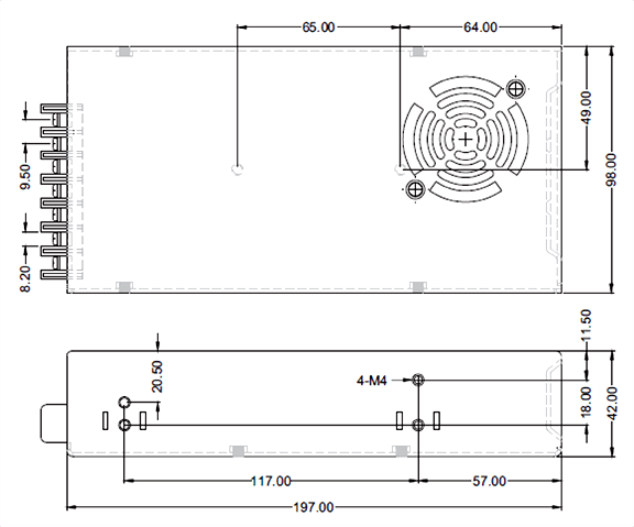 Cotek AK 200W Outline Dimensions
