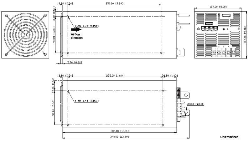 Cotek AK 3000W Outline Dimensions