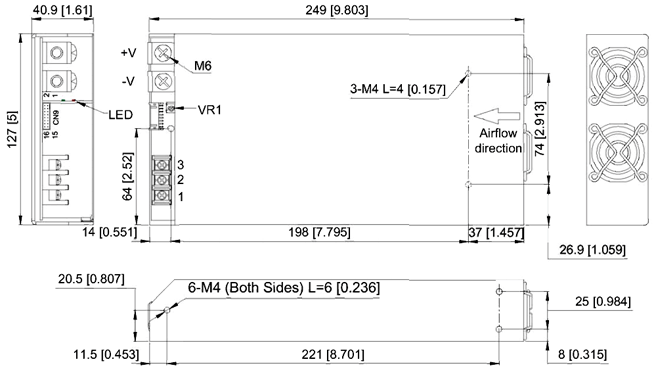 Cotek AK 650W Outline Dimensions