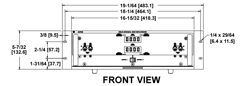 BOP 2X (Dual Channel) Front View Dimensions