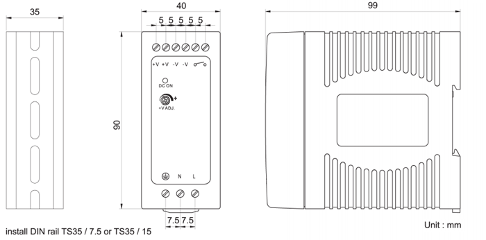 Cotek DN 40W, 60W Outline Dimensions