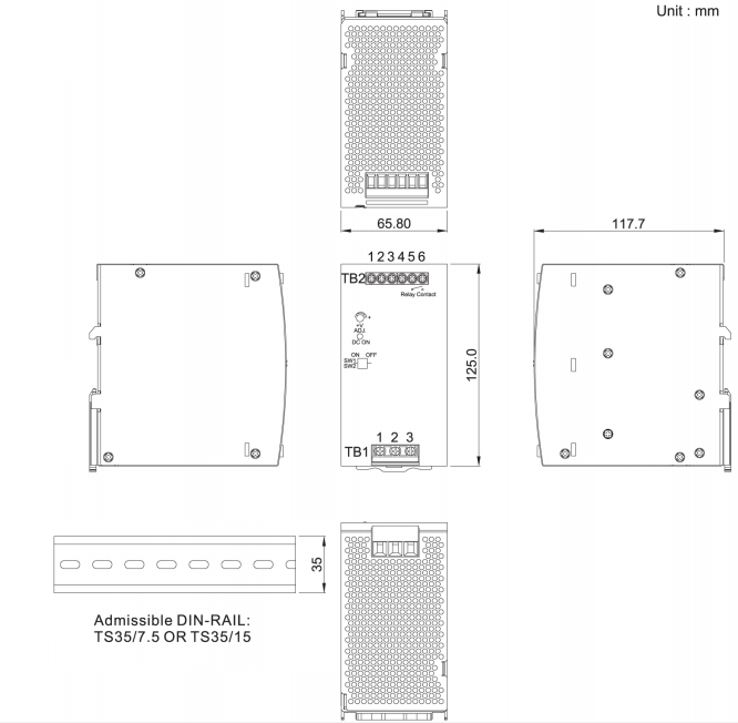Cotek DV 240W Outline Dimensions