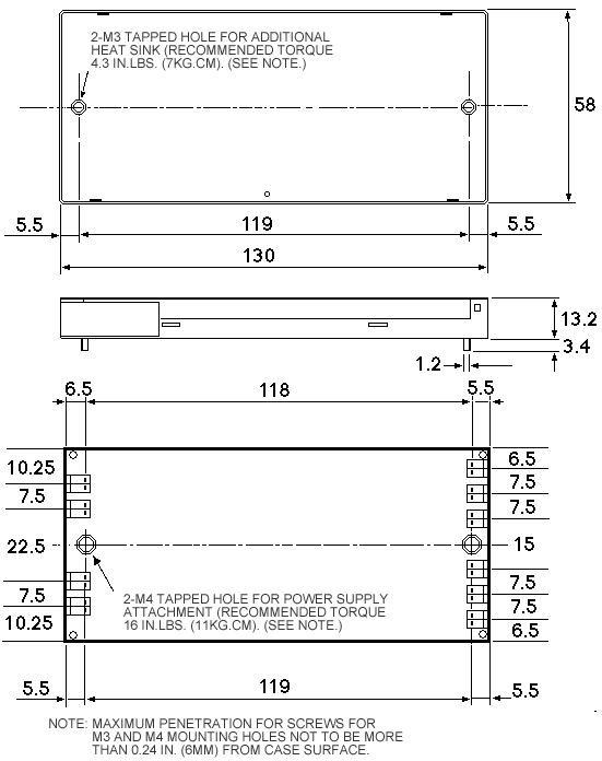 FPD 100W (150V) Dimensions