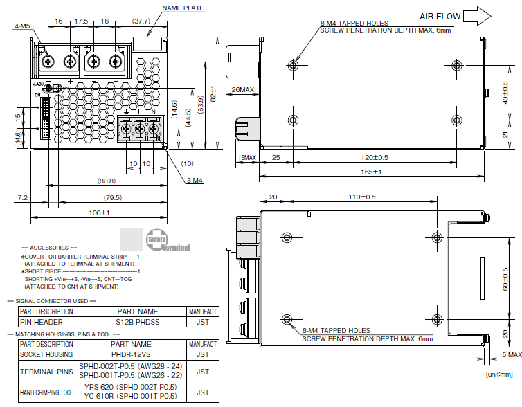 HWS 600W Outline Dimensions