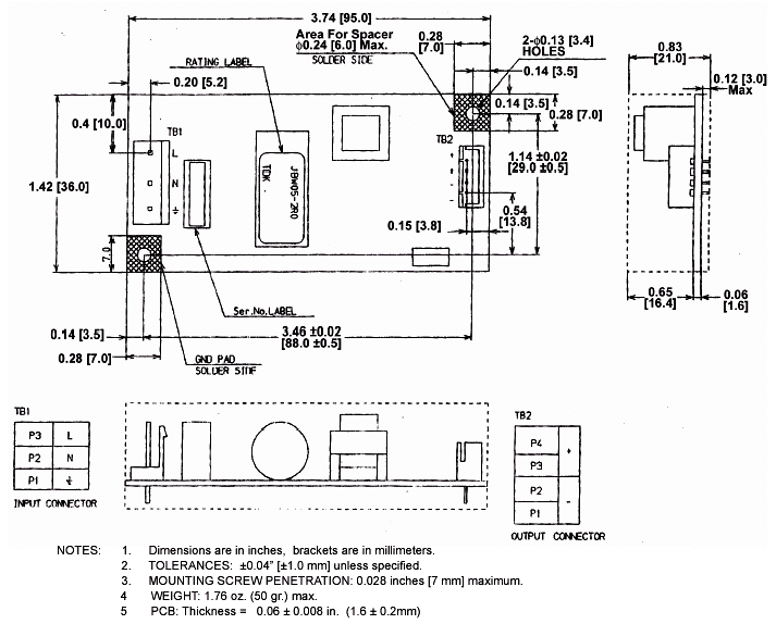 JBW 10W OUTLINE DIMENSION