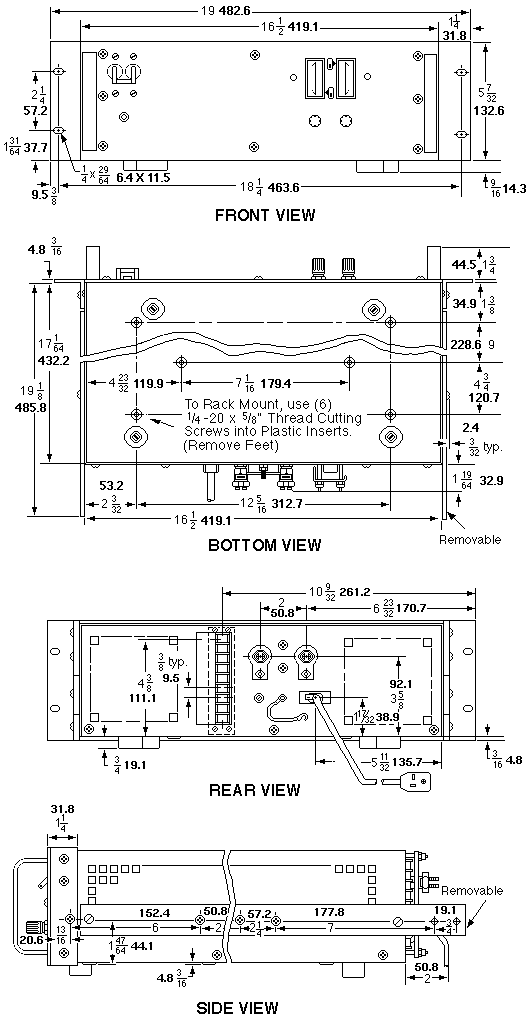 JQE DIMENSIONS, FULL RACK
