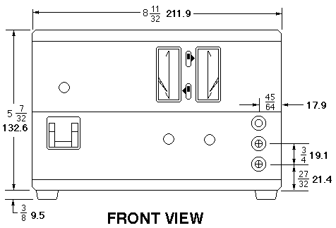 JQE 1/2 RACK DIMENSIONS, FRONT VIEW