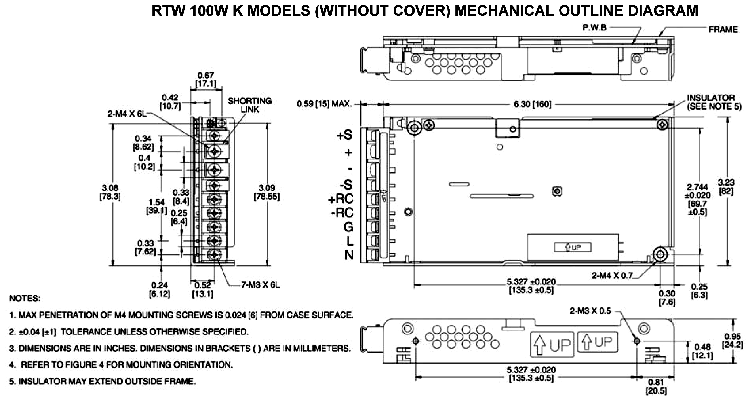 RTW 100W OUTLINE DIMENSION