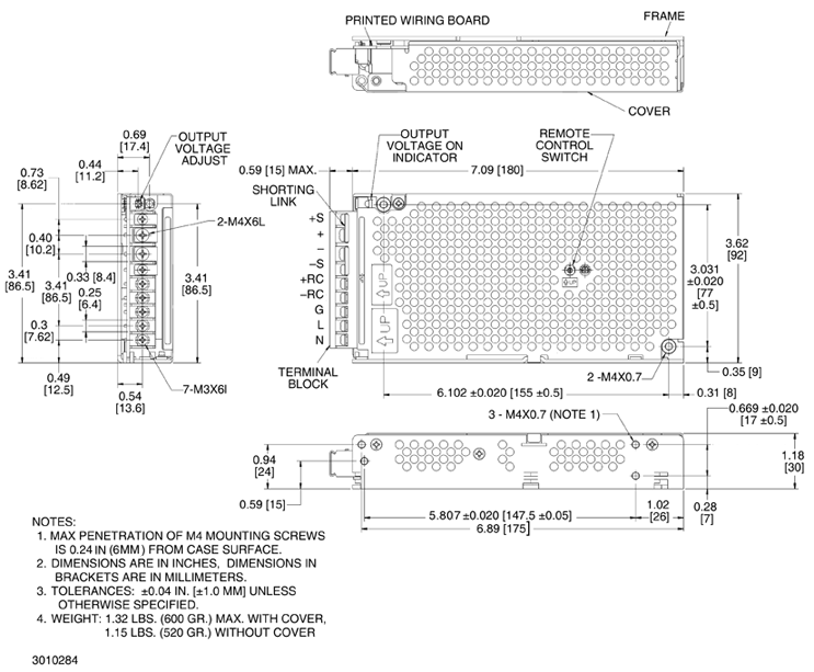 RTW 150W WITH COVER OUTLINE DIMENSION 