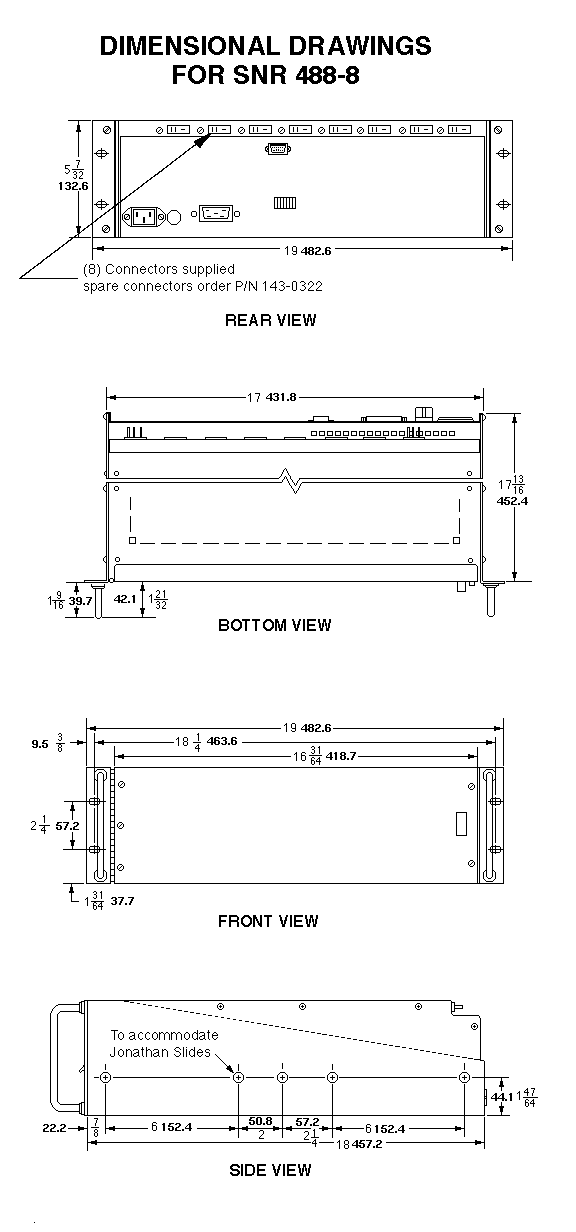 SNR 488-8 OUTLINE DIMENSIONS