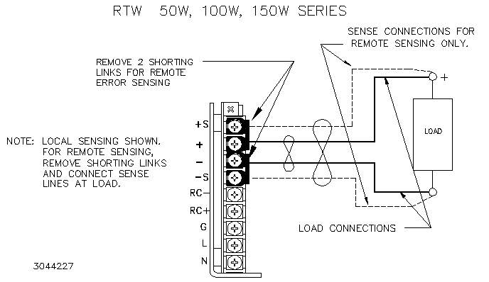 RTW 50W, 100W, 150W Sense Connections