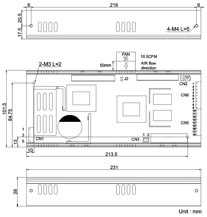 Cotek UP 350W Outline Dimensions